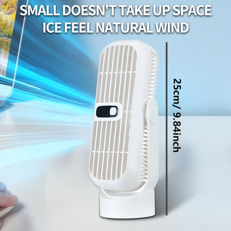 Ventilador portátil de escritorio blanco con doble motor, flujo de aire ajustable en 720°