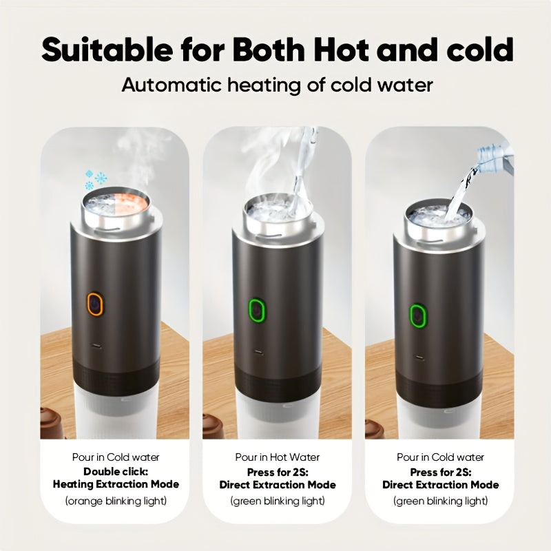 Sayohat, lagerda va avtomobilda foydalanish uchun ixcham elektr espresso mashinasi, Type-C bilan o'z-o'zidan isitiladi, RV, piyoda sayohat va ofisda foydalanish uchun yerda qahva va kapsulalar bilan mos keladi. Issiq va sovuq qahva tayyorlash mumkin.