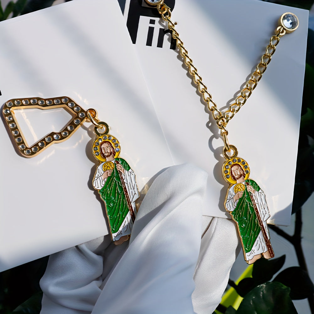 Men's Religious Baseball Cap with Decorative Pendant Pin Badge