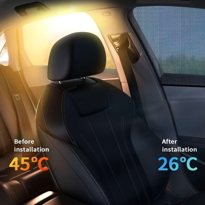 2/4 dona Avtomobil oynasi pardasi qora polyester maxfiylik quyosh nuri himoyasi old va orqa