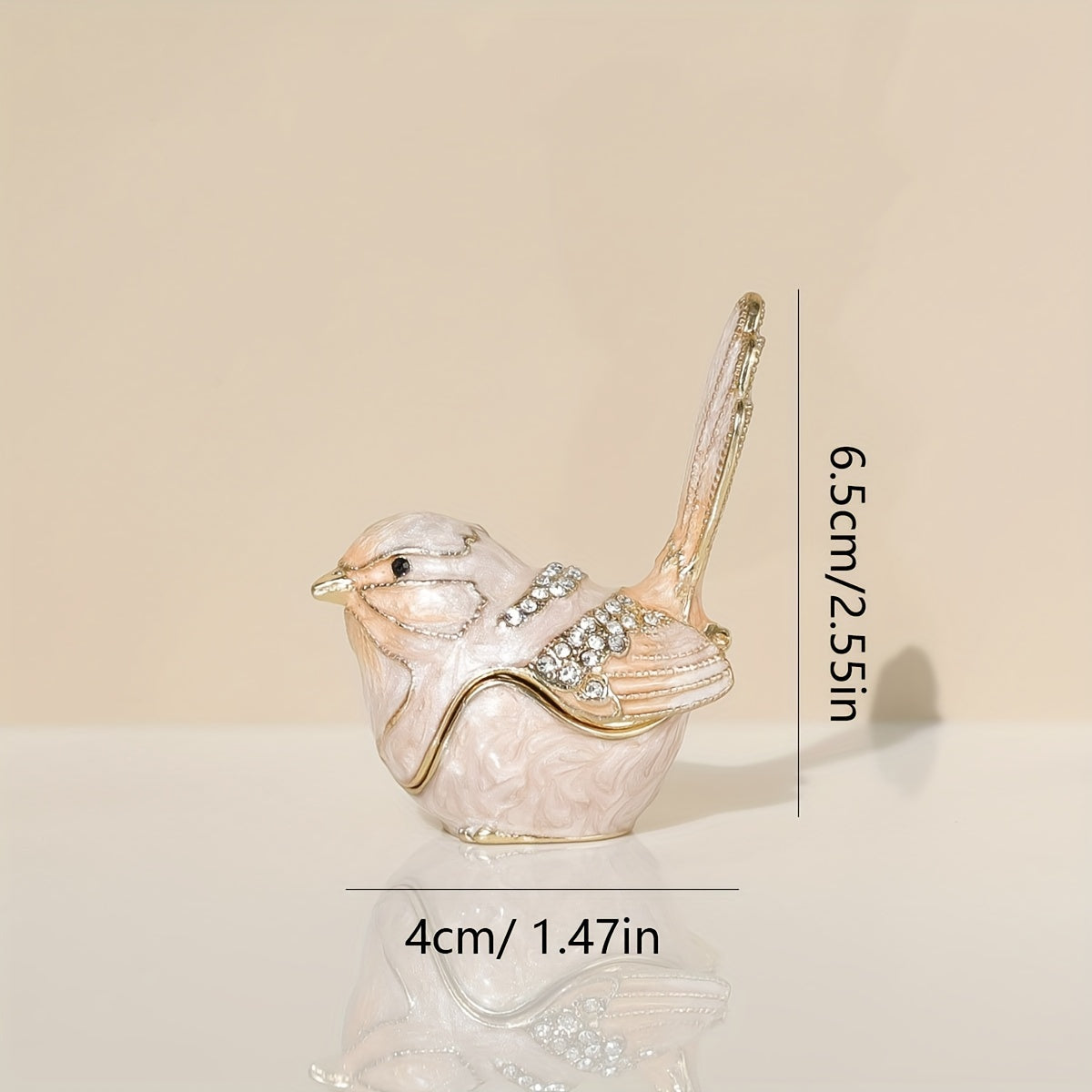 Органайзер для украшений в виде раскрашенной птицы с крышкой на петлях для колец и серег