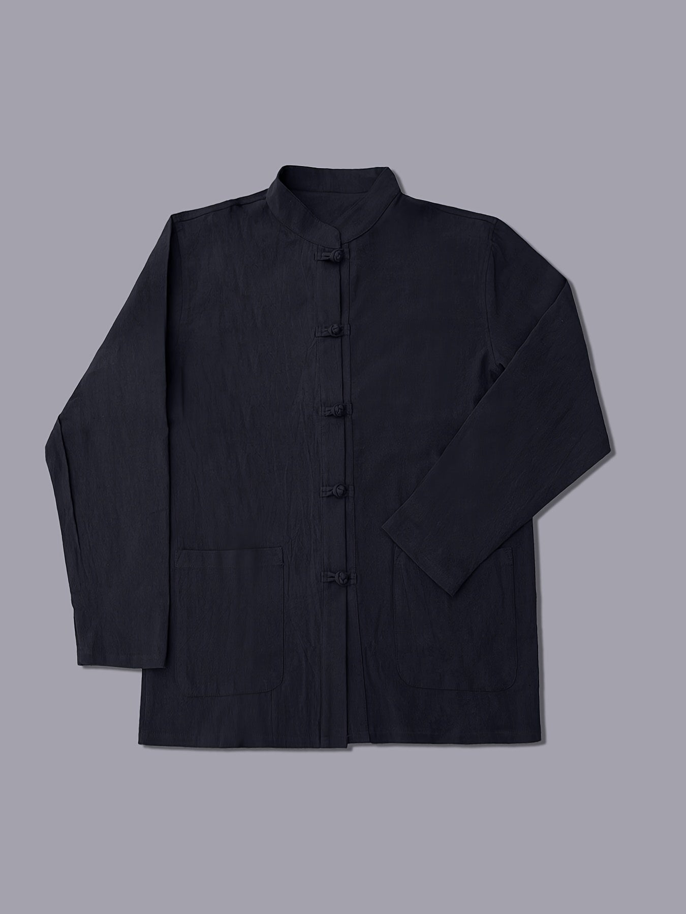 Мужская хлопковая традиционная туника в стиле Тан, верхняя рубашка, однотонный цвет, стойка воротник, повседневный весенний китайский размер