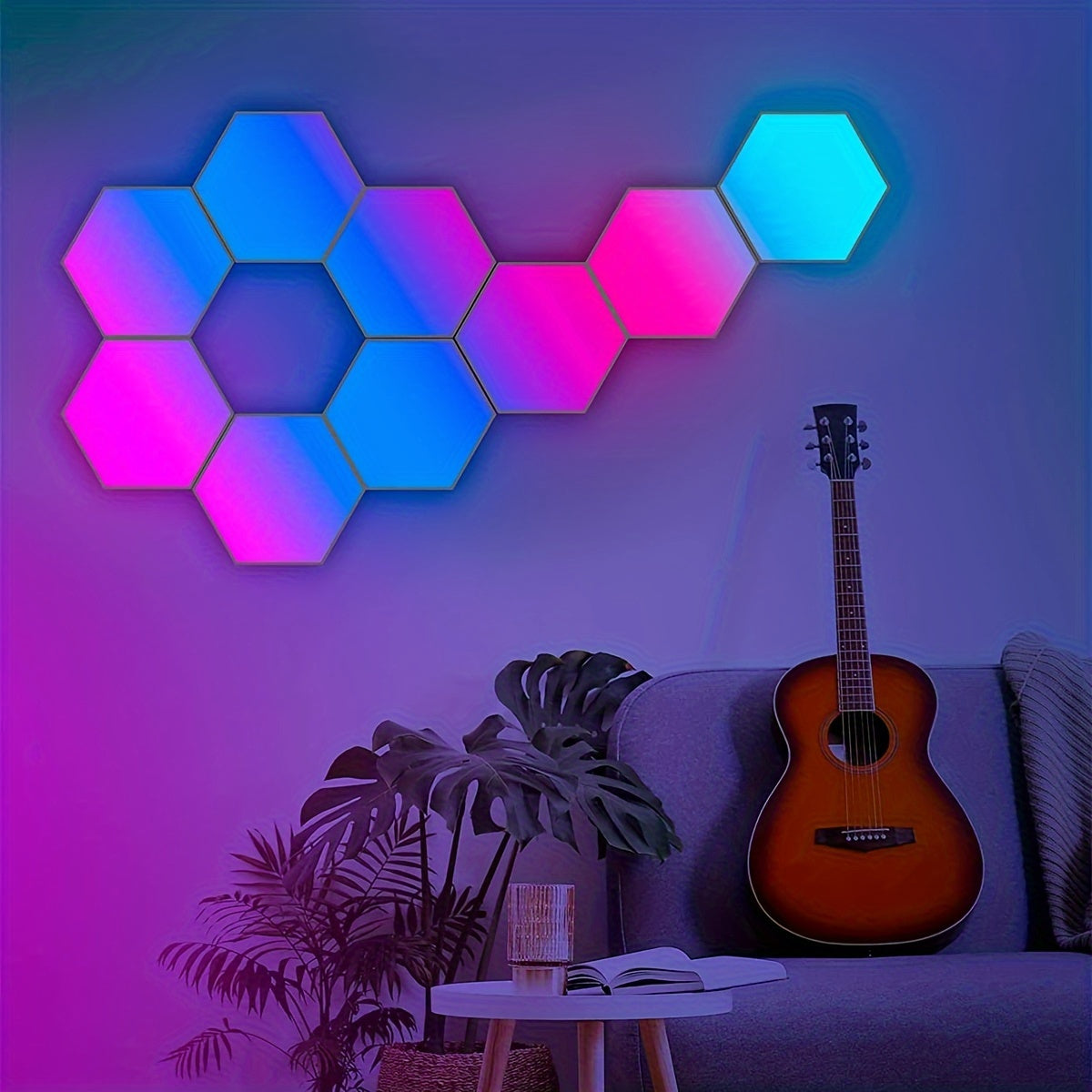 Smart RGBIC Hexagon LED Light Panel with App Remote Control Music Sync USB Powered for Gaming and Room Decor