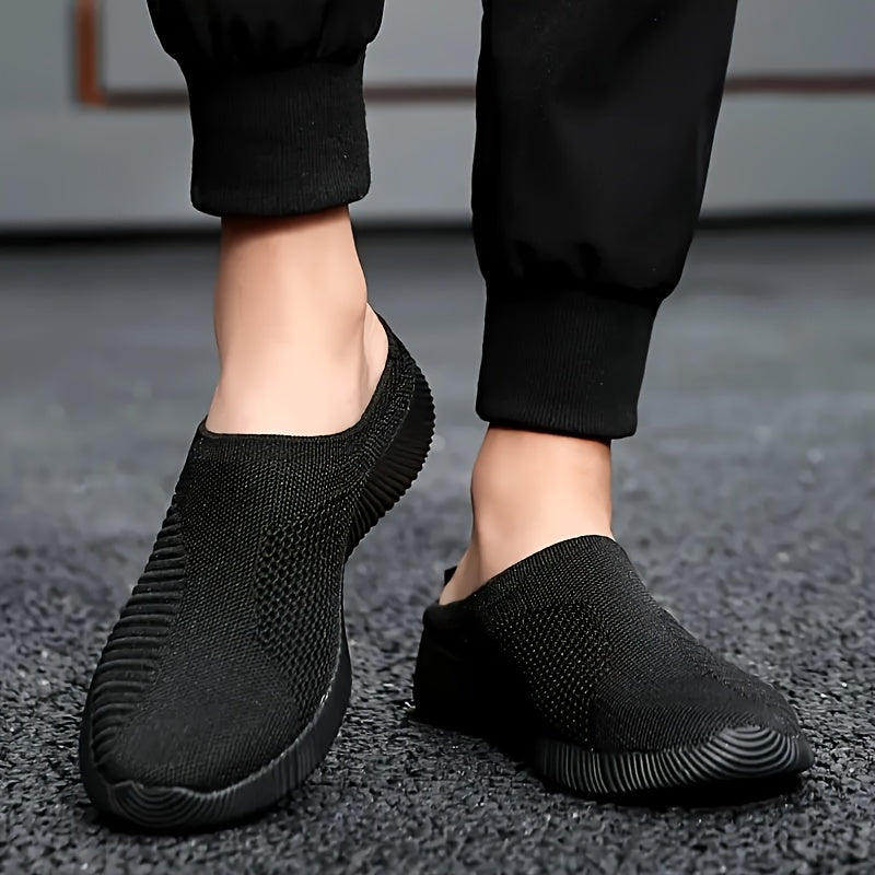 Women's Mesh Slip-On Sneakers Black Breathable Casual Loafers