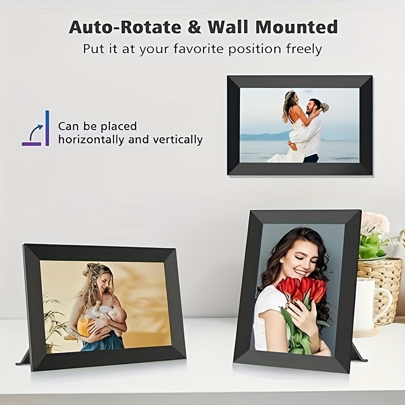 10.1 Inch WiFi Digital Photo Frame with 16GB Storage IPS Touchscreen Auto-Rotate for Cloud Sharing