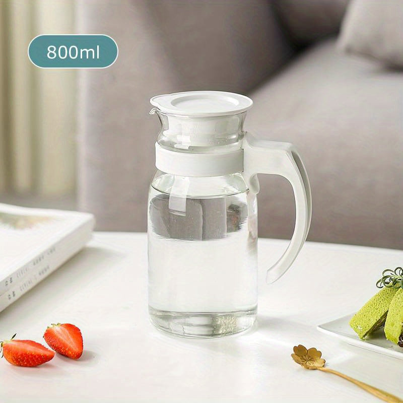Large Glass Water Jug with Handle 800ml 1100ml 1400ml Cold Drinks Borosilicate