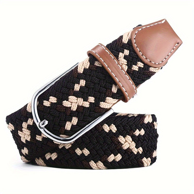 Women's Braided Elastic Belt with Woven Design for Golf and Casual Wear