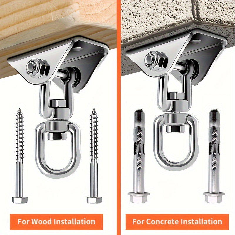 5-Piece Stainless Steel Swing Set with Rust-Resistant Hangers Ceiling Mount for Hammock and Swing Hardware