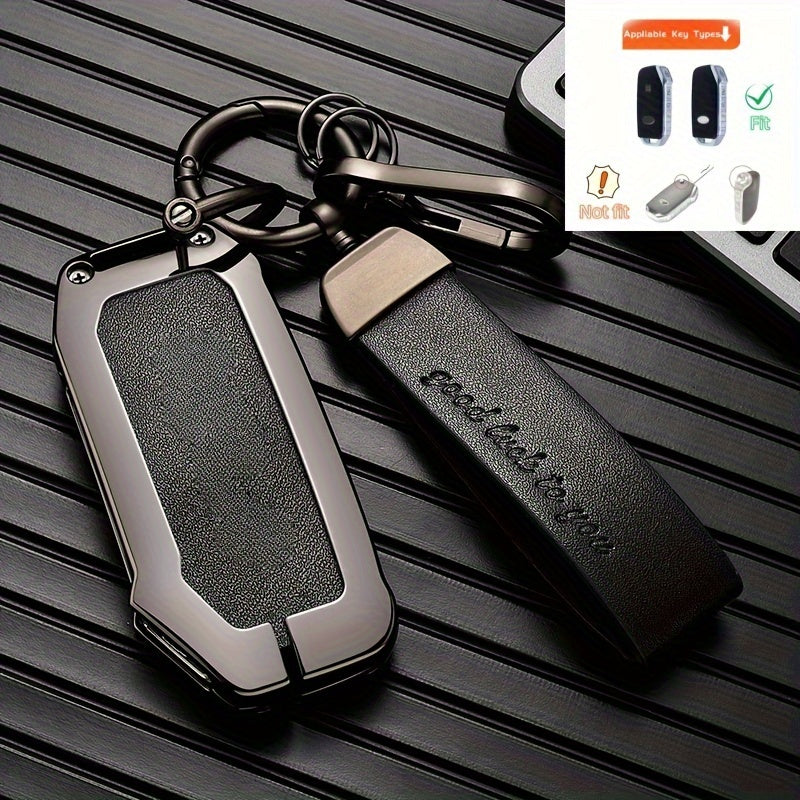 Universal Zinc Alloy Key Fob Cover with Lanyard for Car Key Protection
