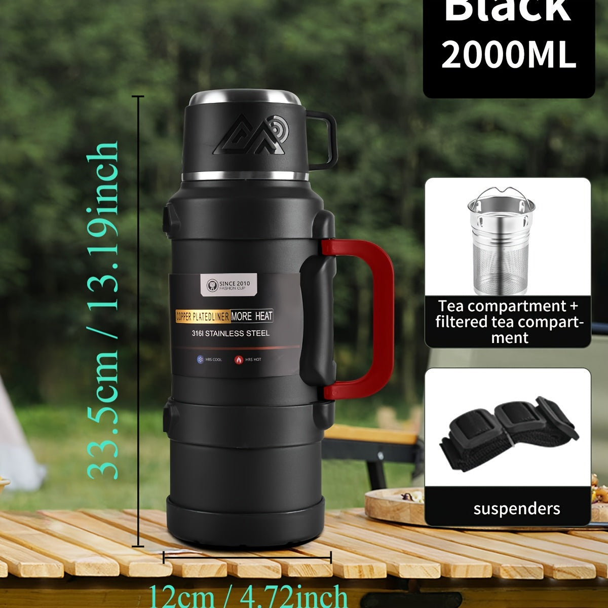 Large Capacity Insulated Stainless Steel Kettle Cooler Coffee Pot for Camping and Travel