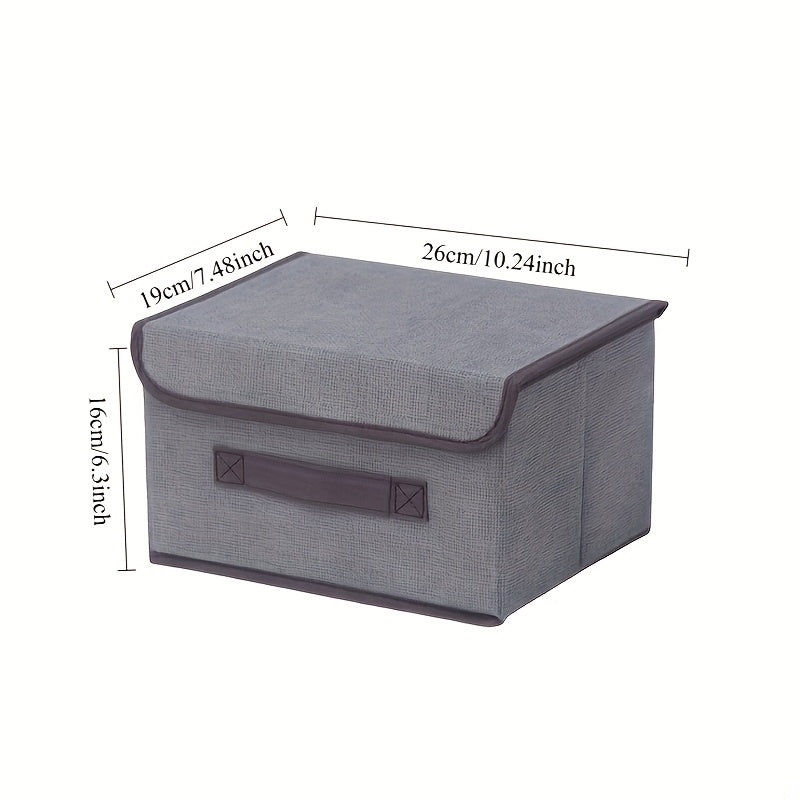 Foldable Storage Box with Lid Dustproof Polyamide Linen Organizer for Clothes