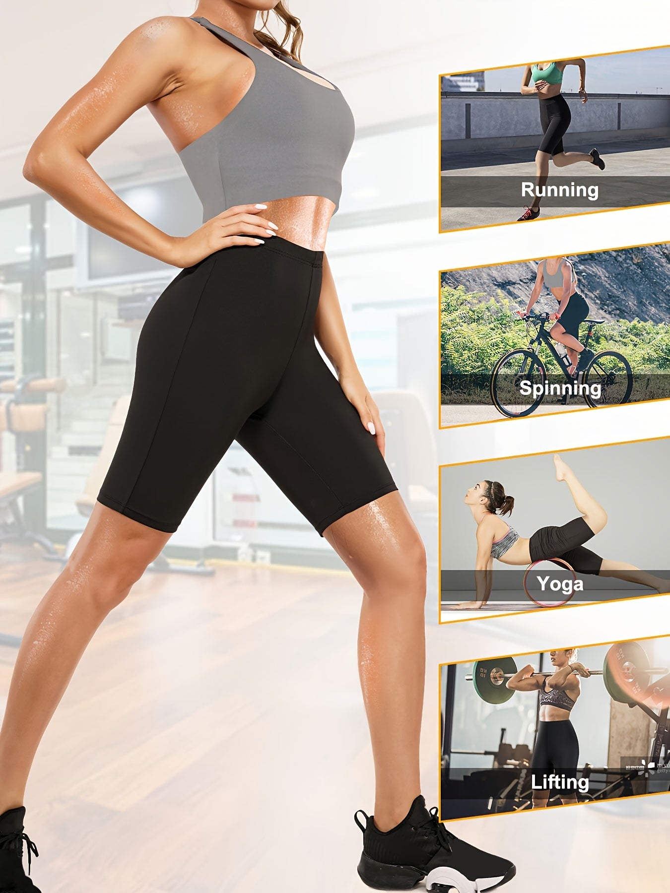 Women's Solid Color Mid Elasticity Knit Shorts for Daily Wear and Exercise