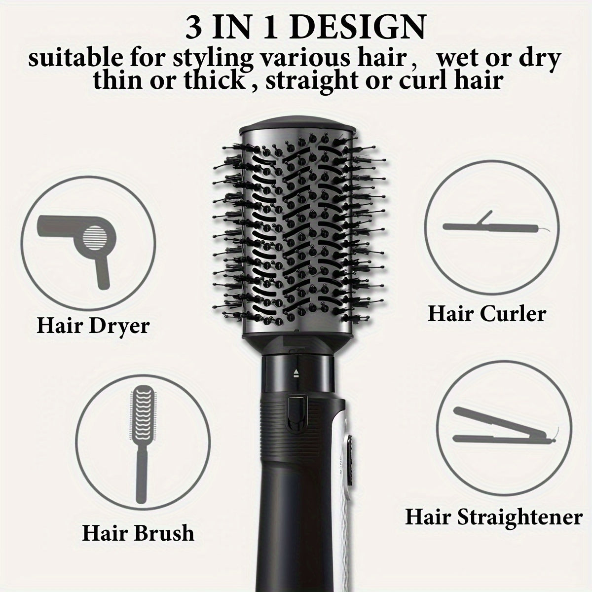 3-in-1 Hot Air Styling Tool with Interchangeable Nozzles 1200W EU Plug