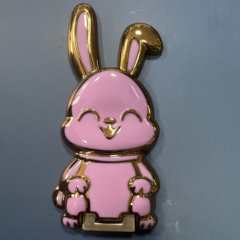 Waterproof Foldable ABS Phone Stand with Adjustable Cartoon Bunny Design for Smartphones and Tablets