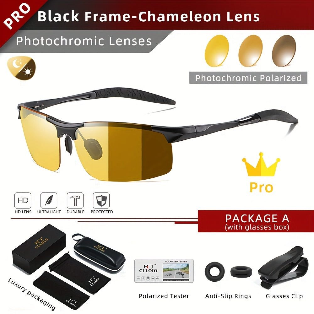 CLLOIO Anti-Glare Fotochromik Kunduzi Tungi Ko'rish Erkaklar Haydash Polarizatsiyalangan Quyosh ko'zoynaklari