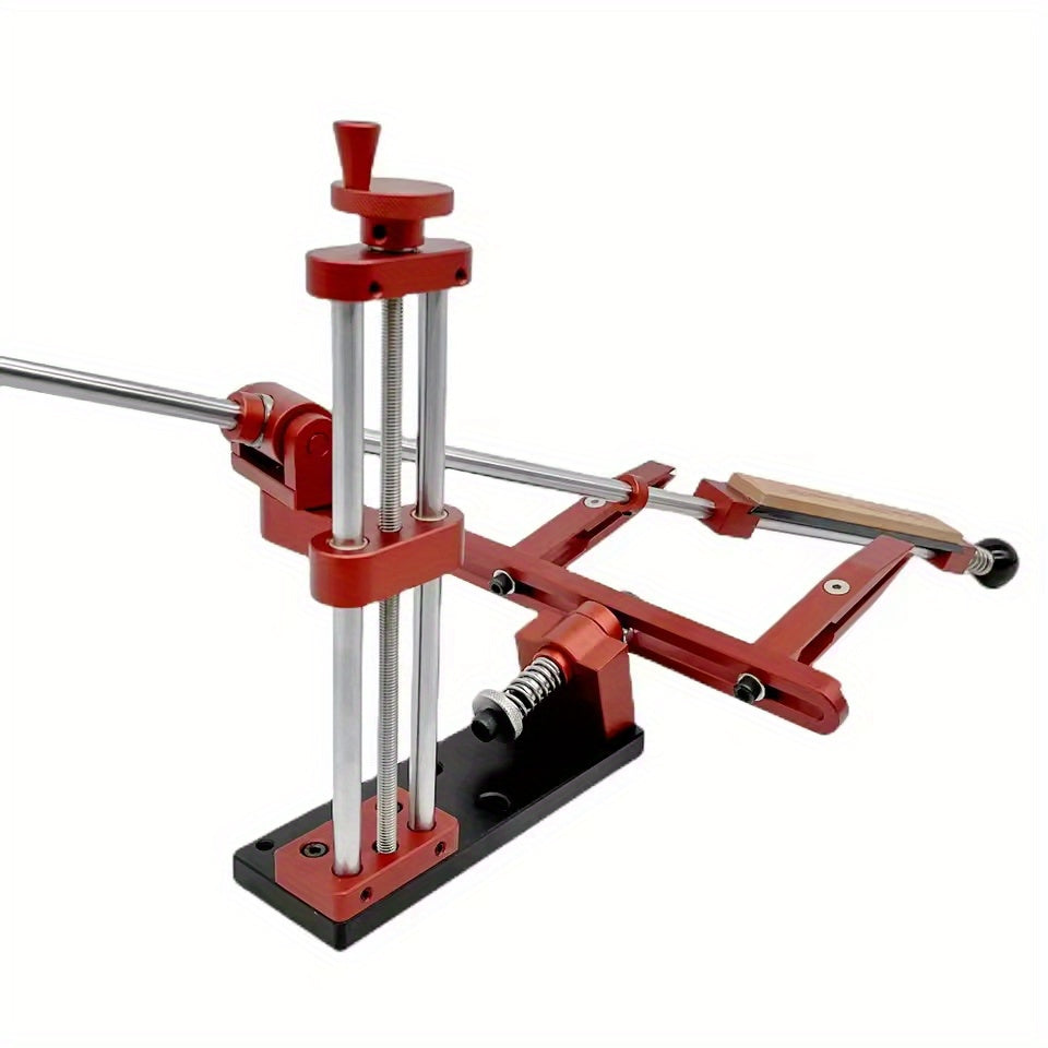 Professional Kitchen Knife Sharpener, Qizil Aluminiy Alloy, Qo'lda Ishlash, Batareyaga Ehtiyoj Yo'q, Statik Burchakli Qirqish Tizimi.