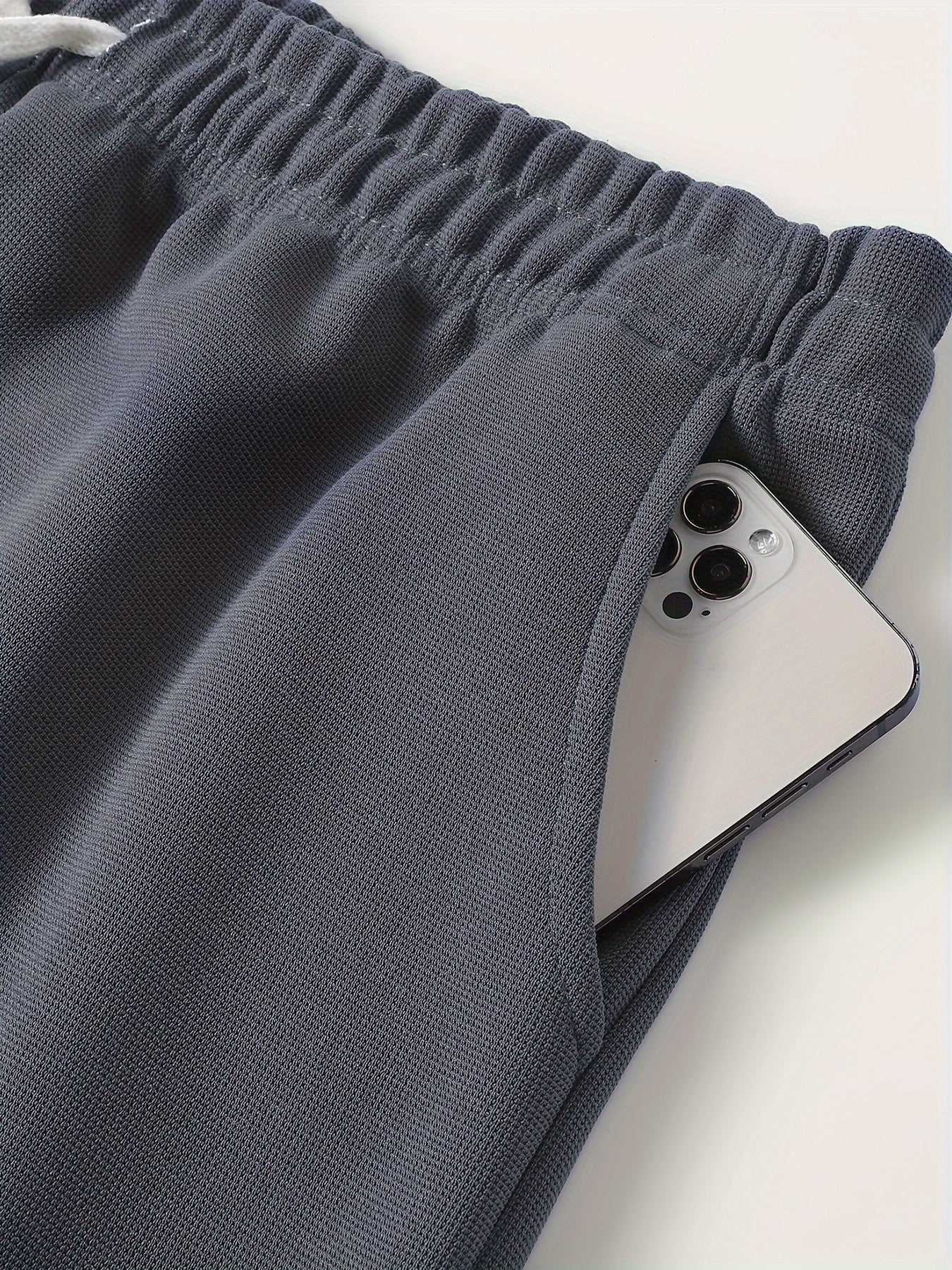 Men's Summer Short Sleeve Suit Solid Color Crew Neck Breathable Thin Shorts Two-Piece Set