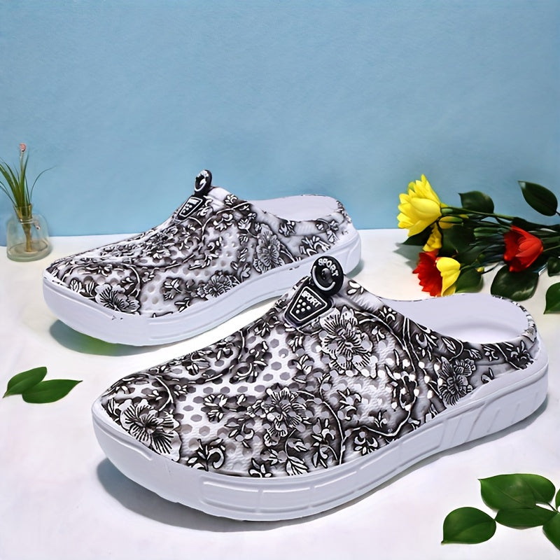Women's EVA Clogs with Floral Design Slip-On Shoes for Comfortable All-Day Wear