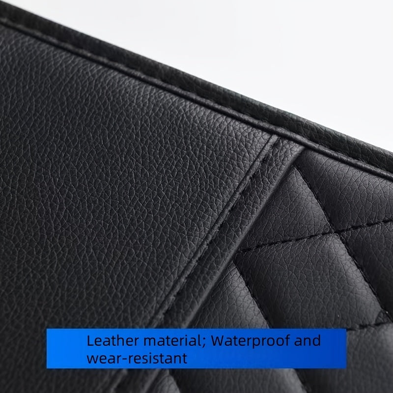 Multifunctional Faux Leather Car Storage Box With Cup Holder and Phone Pocket