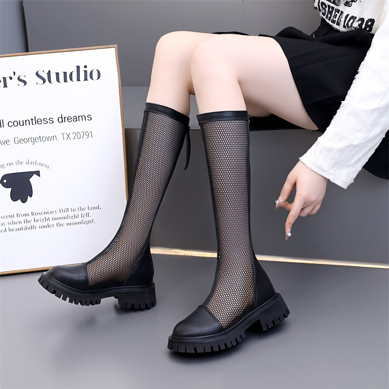 Women High Boots Polyurethane Casual Riding Shoes Large Size 43