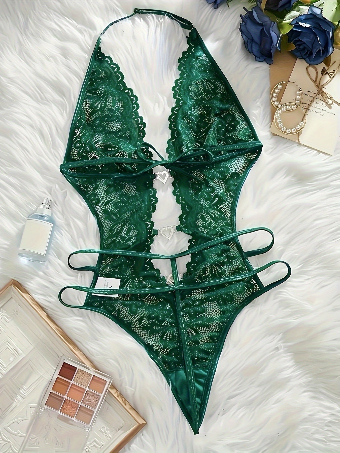 Women's Backless Lace Bodysuit Halter Neck Sexy Lingerie