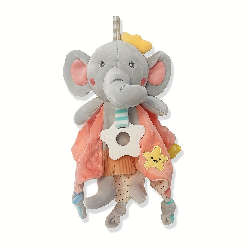 Baby Beanie and Toy Set with Elephant Lion Rabbit Soft Toy Blanket for Newborns