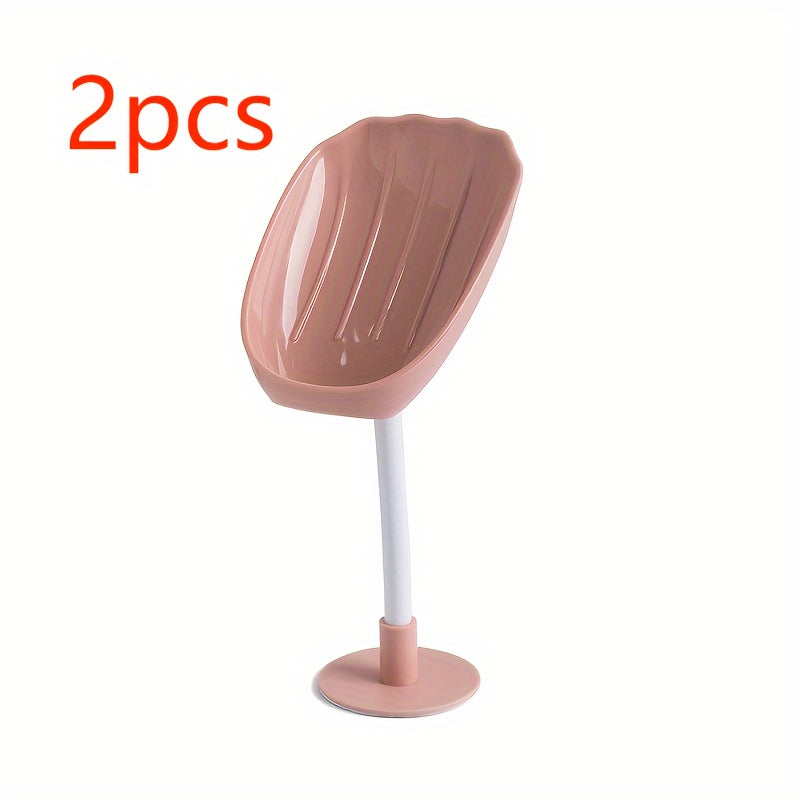 Jabonera con forma de concha en blanco, rosa y púrpura para organización del baño