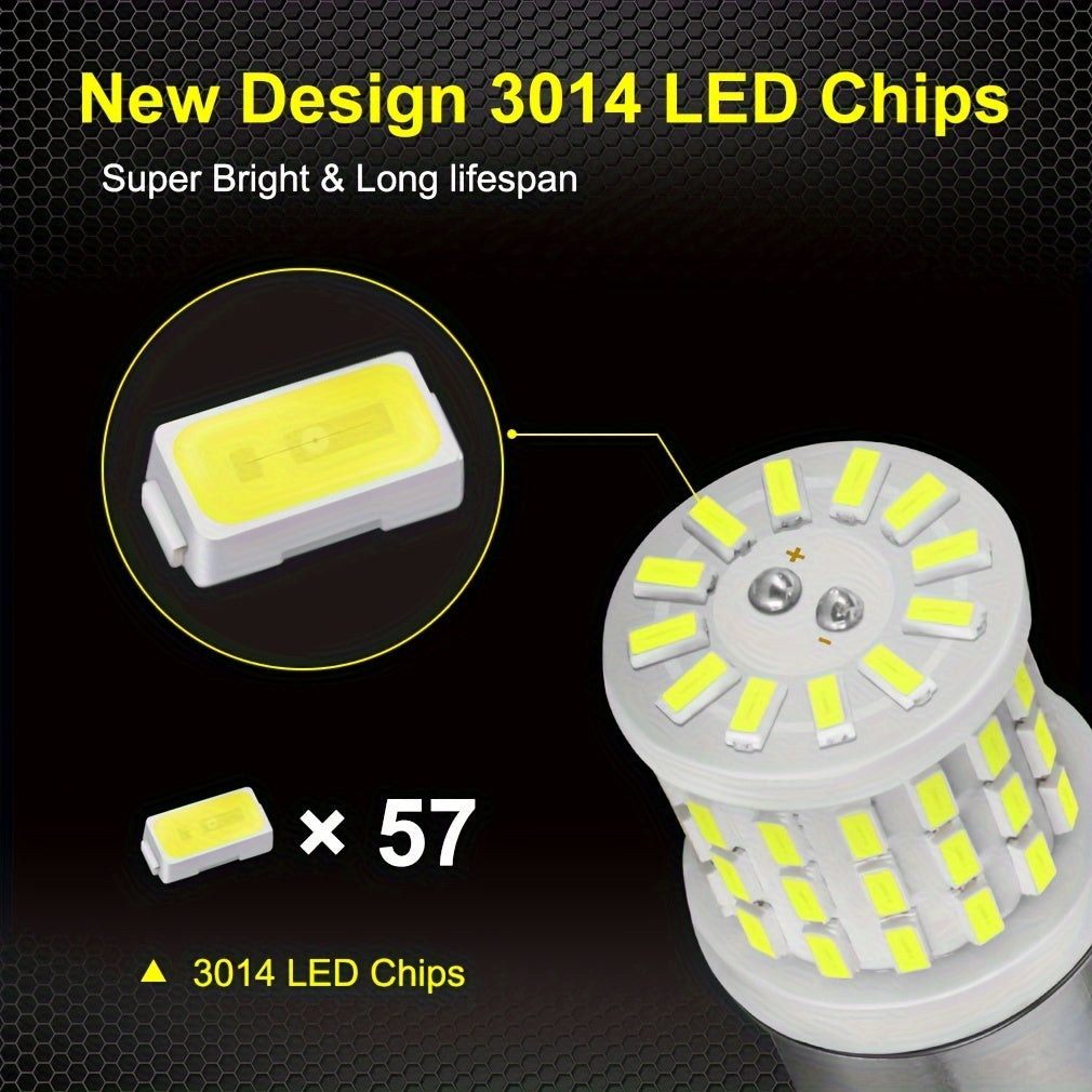 2PCS White LED Car Brake Lights Universal Fit 12V P21W Signal Lamps