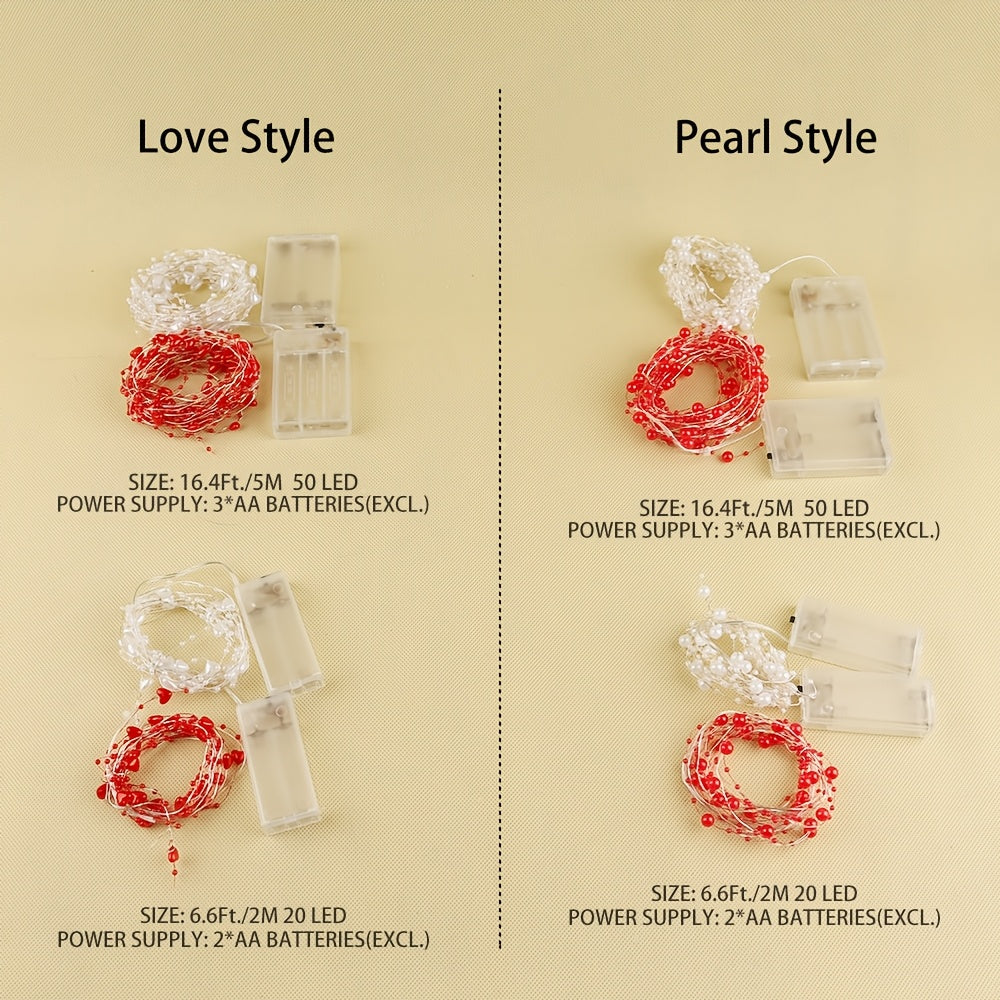 Warm White Pearl String Lights 20/50 LED Battery Operated Fairy Lights for Bedroom Wedding Decor