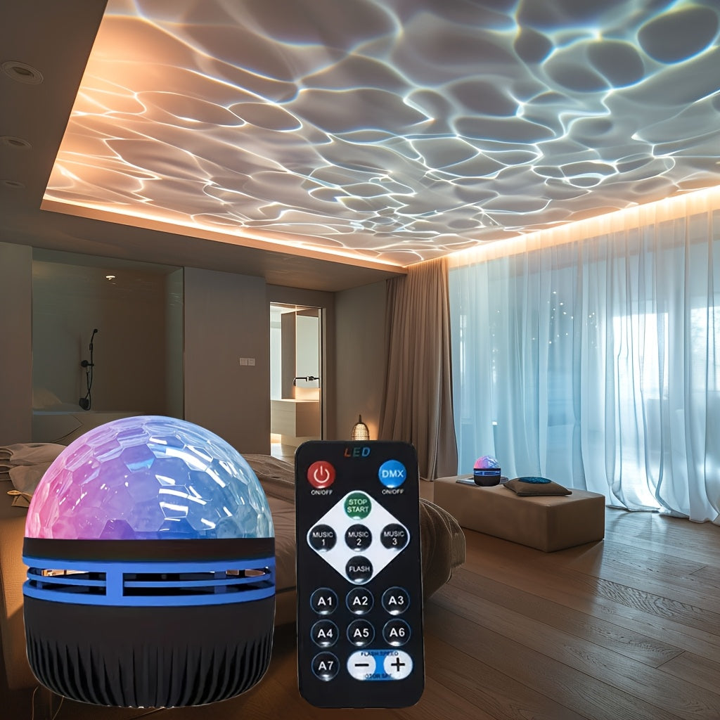 Water Ripple LED Night Light with Remote Control USB Powered Dimmable Black Plastic