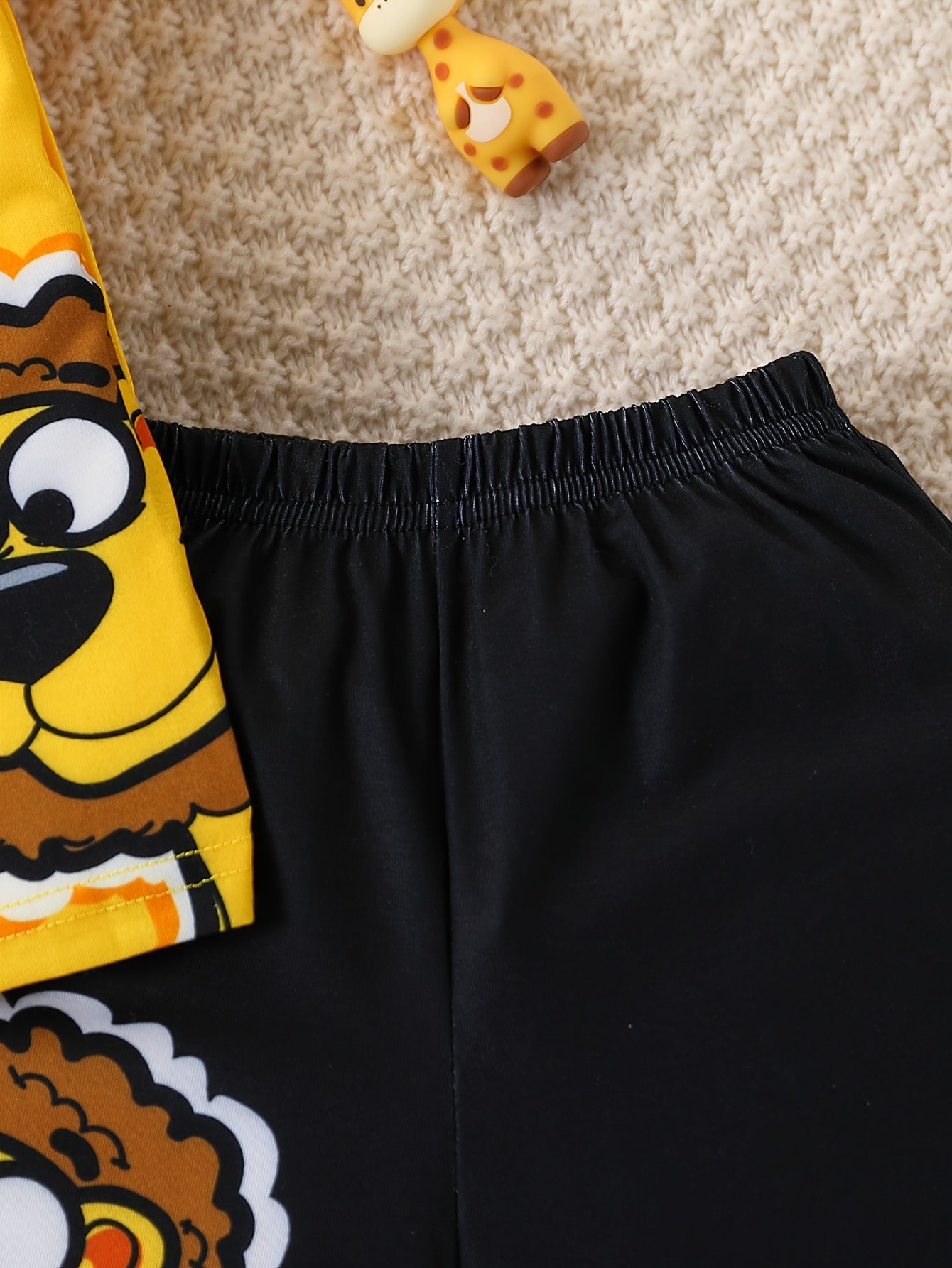 Boys' Summer Outfit Set Polyester T-Shirt and Shorts Cartoon Lion Breathable Knit Age 12 and Under