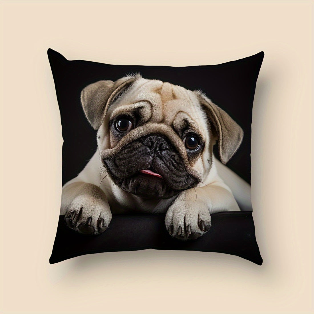 It yurakchasli it izlari bilan bezatilgan 45x45 sm o'lchamdagi to'qima charm bilan qoplangan yostiq qoplami, dekorativ divan yostiq.