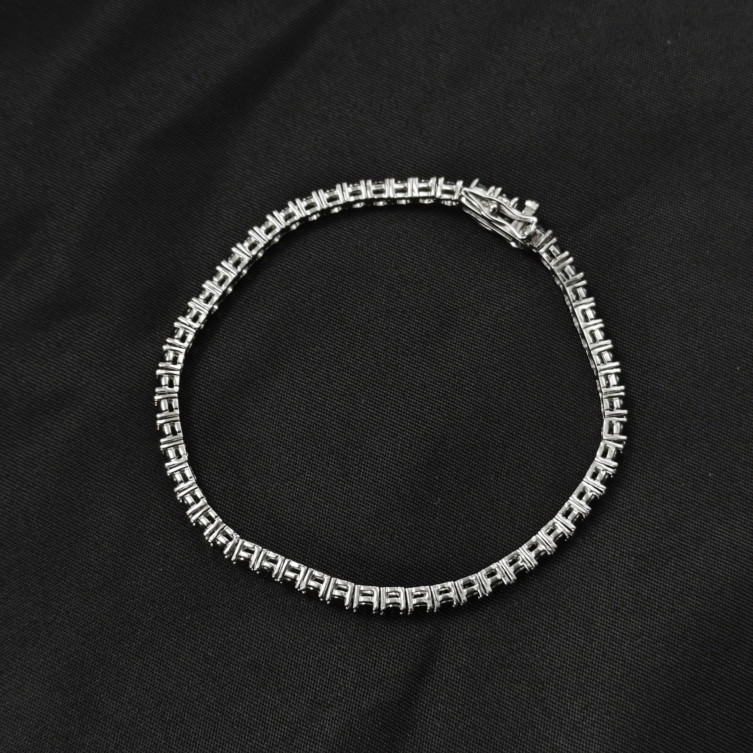Silver Black Moissanite Bracelet for Women Fashion Jewelry Gift