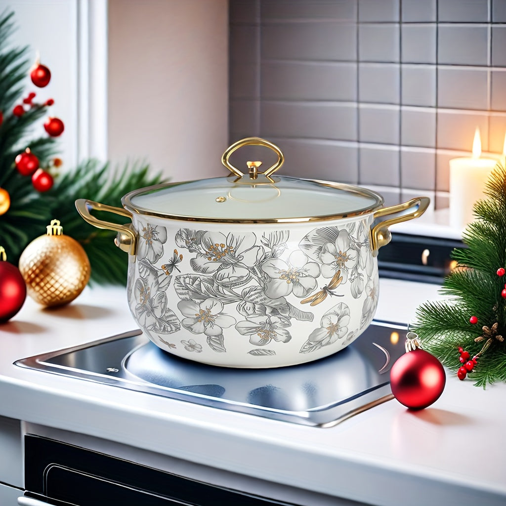 Enamel Cooking Pot for Soup and Stew Non-Stick Easy to Clean Versatile Kitchen Use