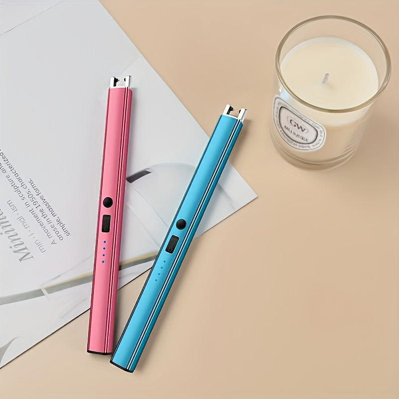 Electric Lighter Rechargeable Windproof Flameless Candle BBQ Camping Metal Plastic