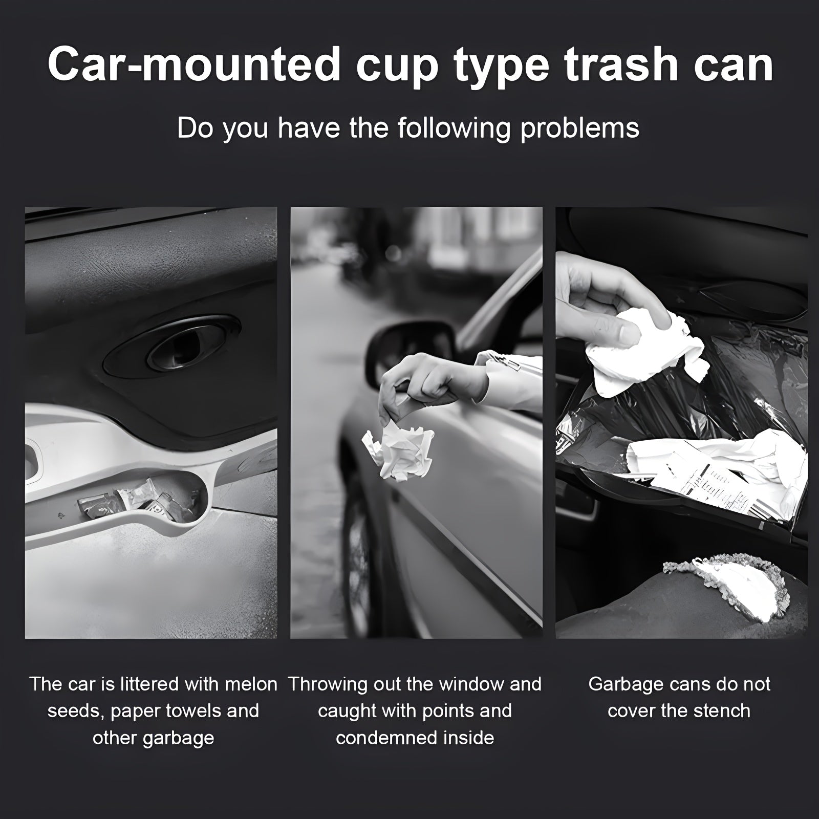 Mini Car Trash Can Waterproof ABS Compact Leakproof with Pop-Up Lid