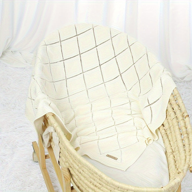 Knitted Hollow Blanket for Air Conditioner and Sofa Covering, Cozy Hugging Wrap