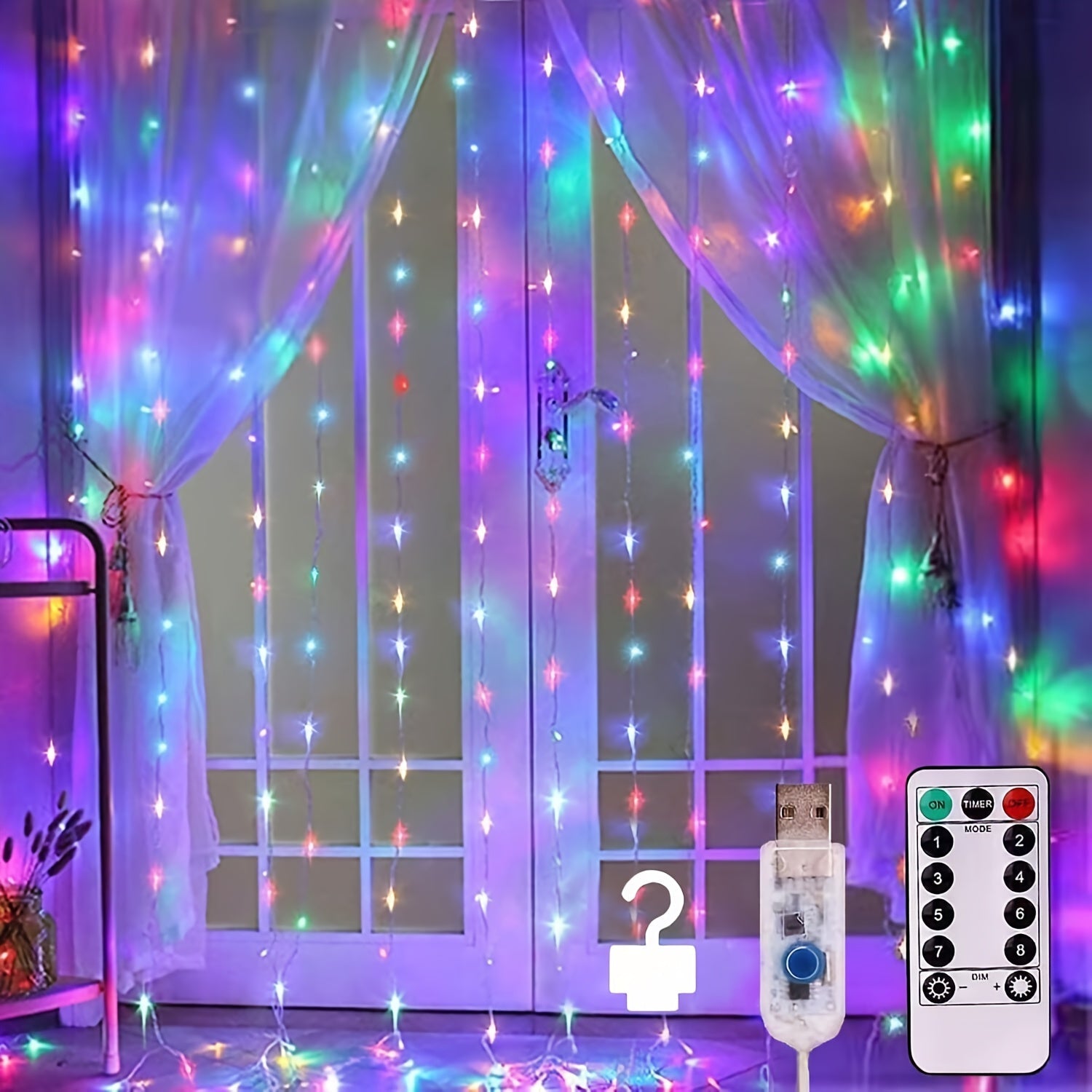Fairy Curtain Lights USB Powered with Remote Control 8 Modes Dimmable Timer 100 200 300 LEDs