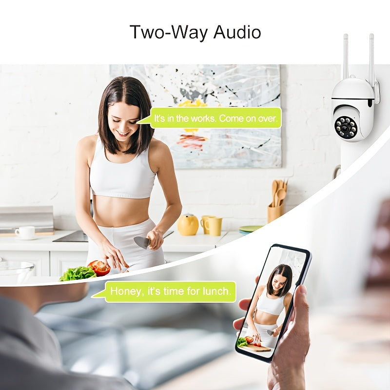 Ichki va tashqi foydalanish uchun 1440P FHD xavfsizlik kamerası, harakatni kuzatish, kechqurun ko'rish va ikki tomonlama audio bilan