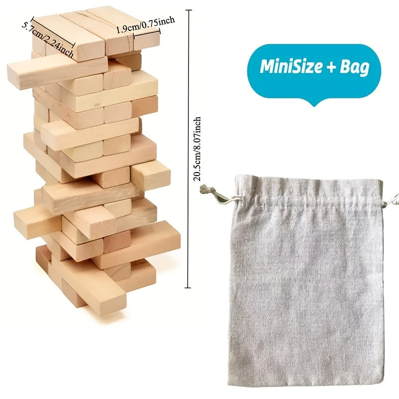 Wooden Stacking Blocks Game for Family Fun 48 Pieces Kids Age 14+ Wheat