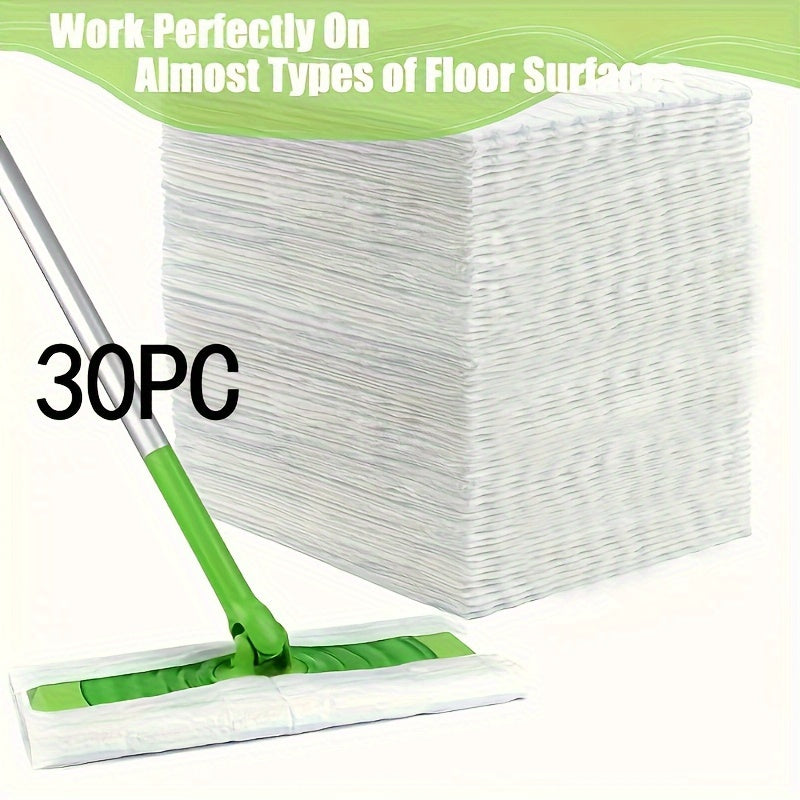 30 dona Polyesterdan yasalgan, tozalanadigan mop padlari, samarali chang olib tashlash uchun elektrostatik quruq supurish matolari; yashash xonasi, yotoqxona, hammom, hojatxona va oshxona tozalash uchun mukammal.