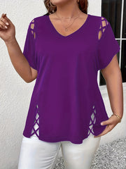 Plus Size Women's Cross-Strap Top European Style Casual Top