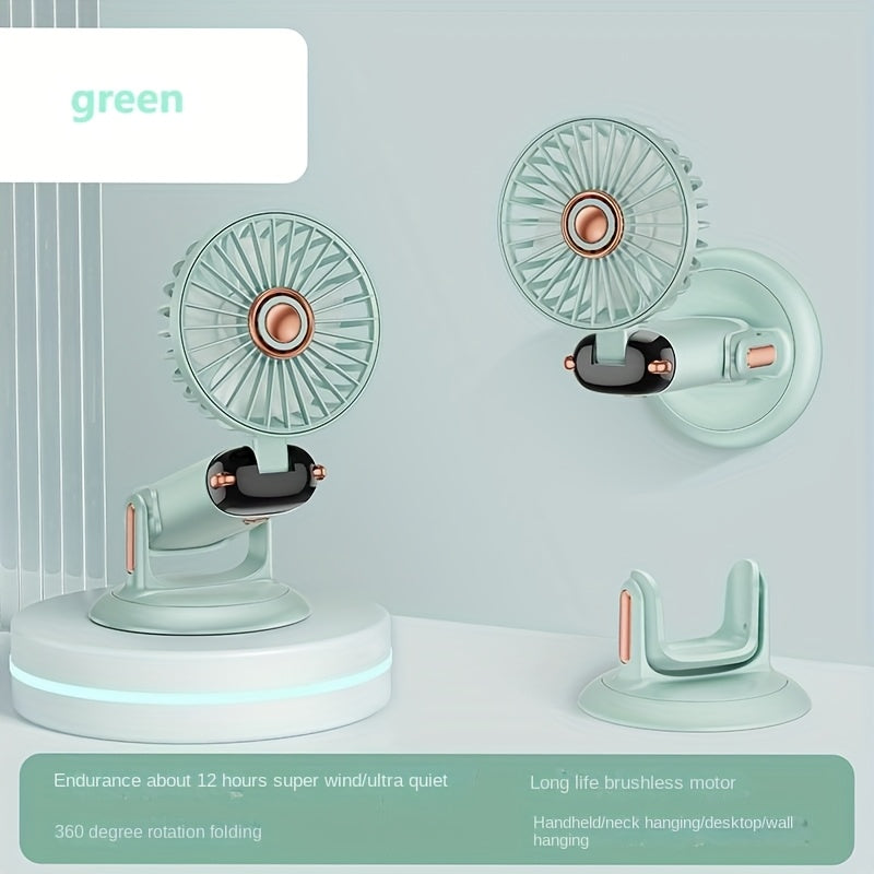 Portable Fan with LED Display 5 Speeds Foldable Dual USB Rechargeable Lithium Battery for Desk Office Bedroom Outdoor Travel Camping