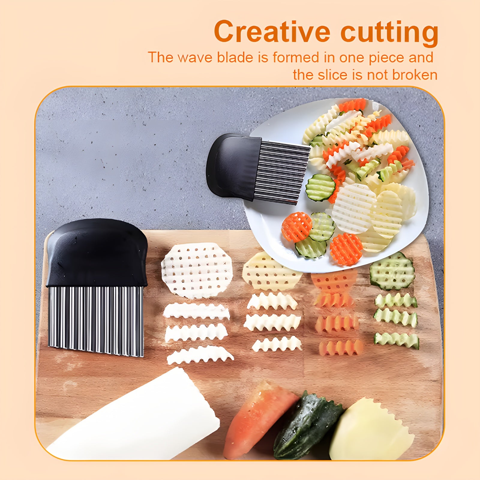 Stainless Steel Wavy Potato Cutter Vegetable Slicer Crinkle Cut Tool
