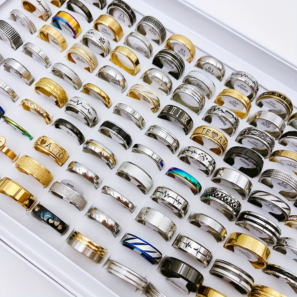 Set of 20 Stainless Steel Fashion Rings for Men and Women Mixing and Matching