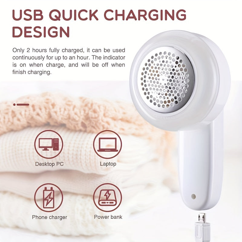 USB Rechargeable Fabric Shaver with Cleaning Brush for Sweaters Blankets Carpets
