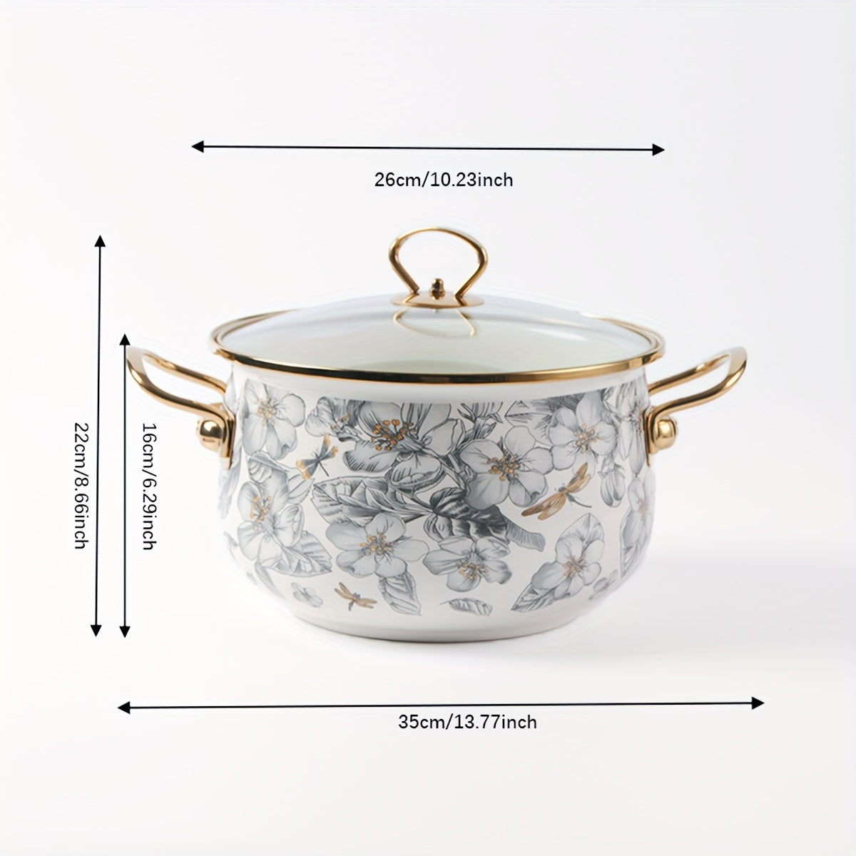 Enamel Soup Pot with Dual Handles for Stewing and Boiling, Gas and Electric Compatible