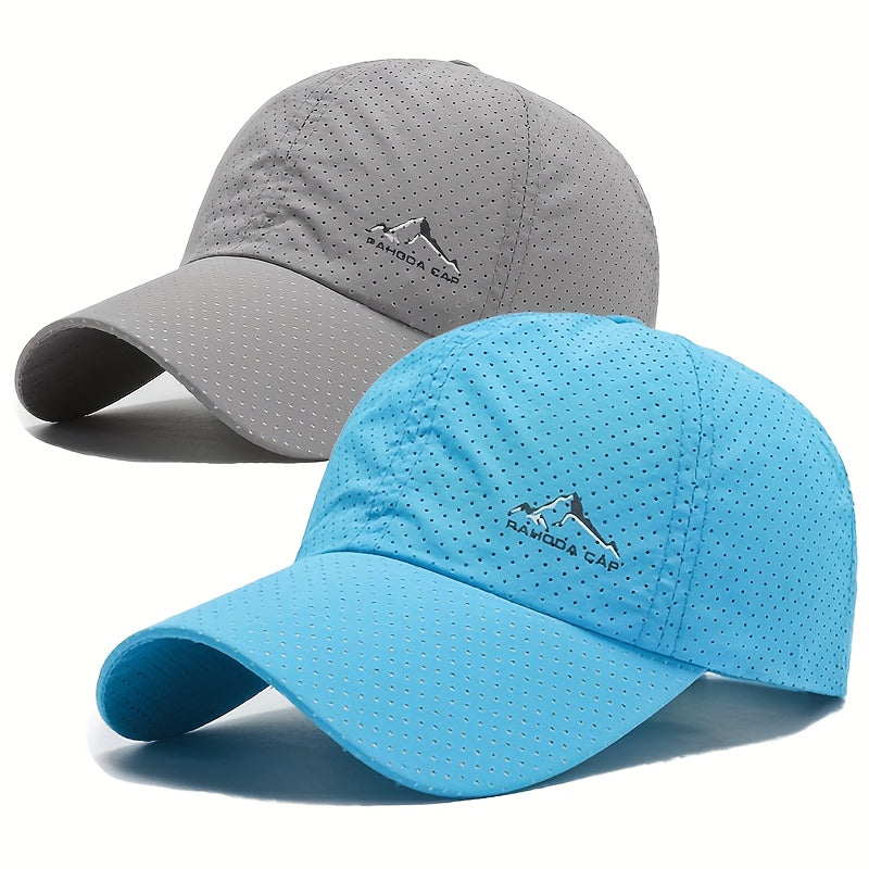 Men's and Women's Quick-Drying Polyester Baseball Cap with Snow Mountain Print for Outdoor Sports