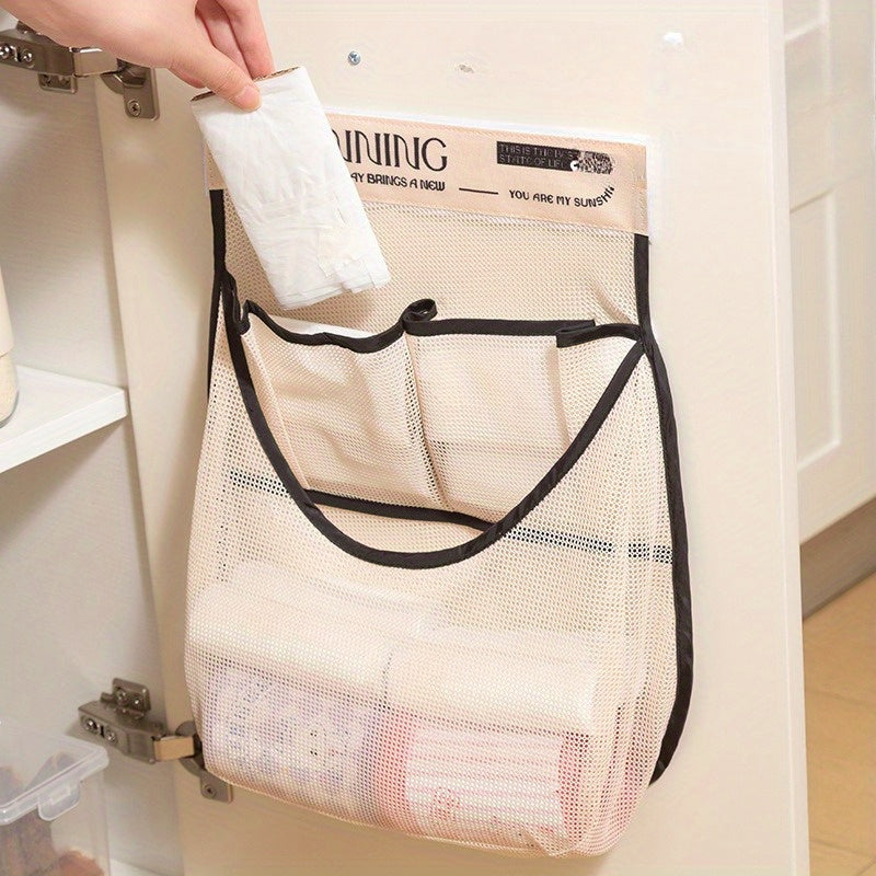 Wall-Mounted Mesh Storage Organizer for Kitchen Garbage Bags and Plastic Bags