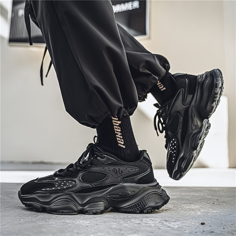 Men's Sneakers Breathable Mesh Casual Sports Mid-Top Lace-Up Anti-Slip Sole